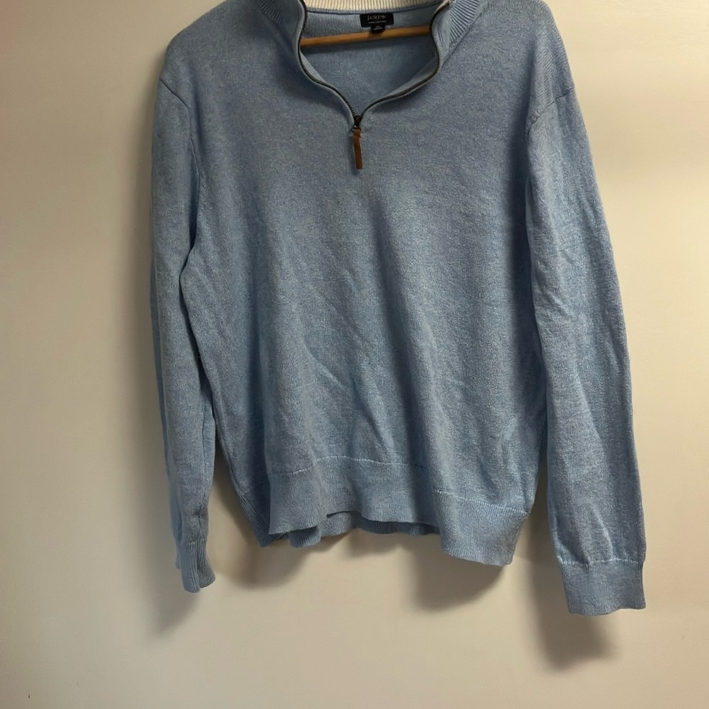 J crew Men's XL Half zip Blue cotton Sweater